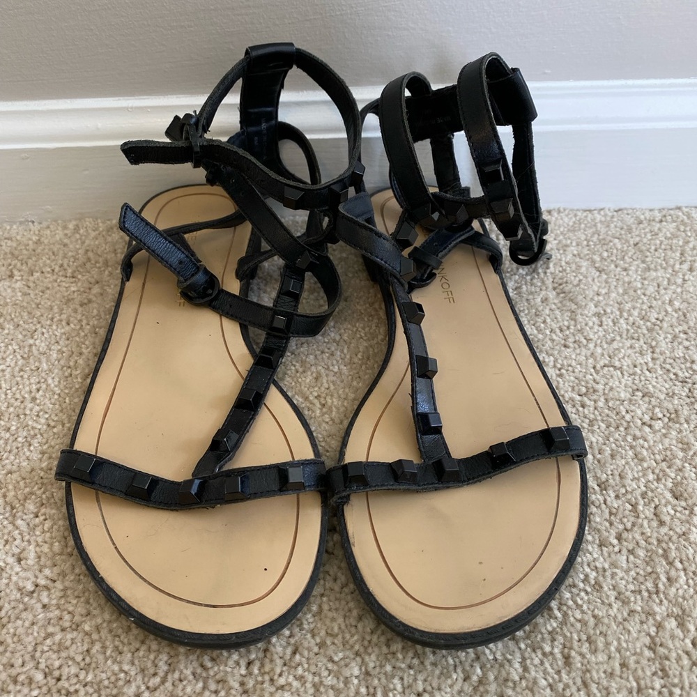 Rebecca Minkoff Black Georgina Gladiator Studded Sandals